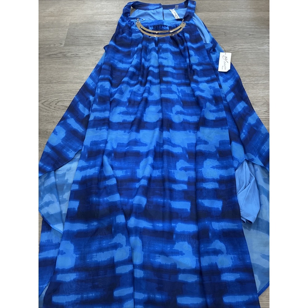 NY Collection Women's Blue Chiffon Relaxed Flowy Sleeveless Dress | Size 1X NWT